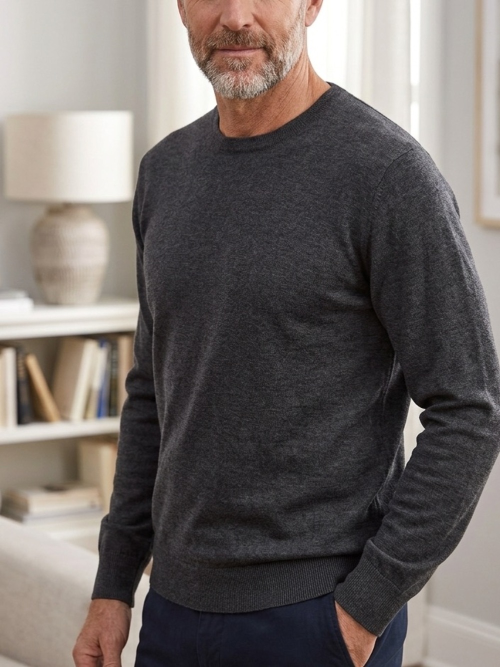 Zara Dark Charcoal Crewneck Sweater‎